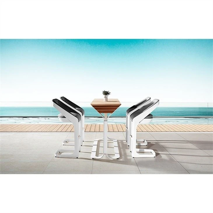Aluminum Teak Outdoor Bar Table Bar Stools Set
